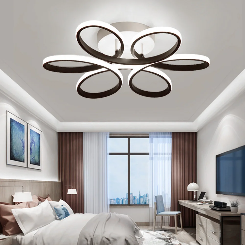 Household LED Chandelier 12W Modern Style Ceiling Lamp Three Colors Flower Design Ceiling Lights Super Bright Home Decor Fixture image 2