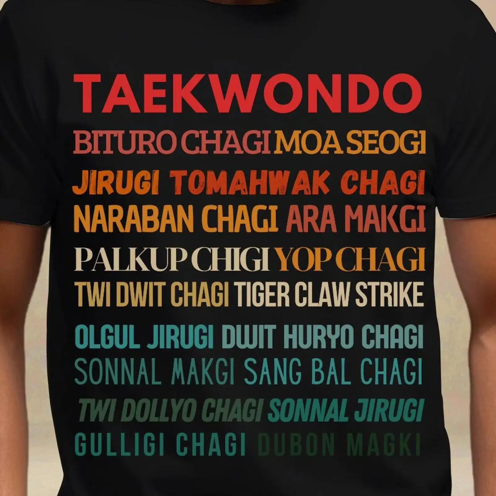 Retro Taekwondo Techniques T Shirt Martial Arts Apparel vintage Washed graphic streetwear designer clothes Soft fashion Casual