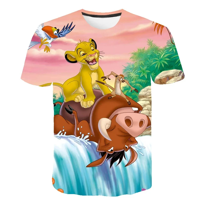 Camiseta del Rey León Simba para niños, ropa de calle de manga corta, Tops para niños y niñas, ropa transpirable de secado rápido, t-shir