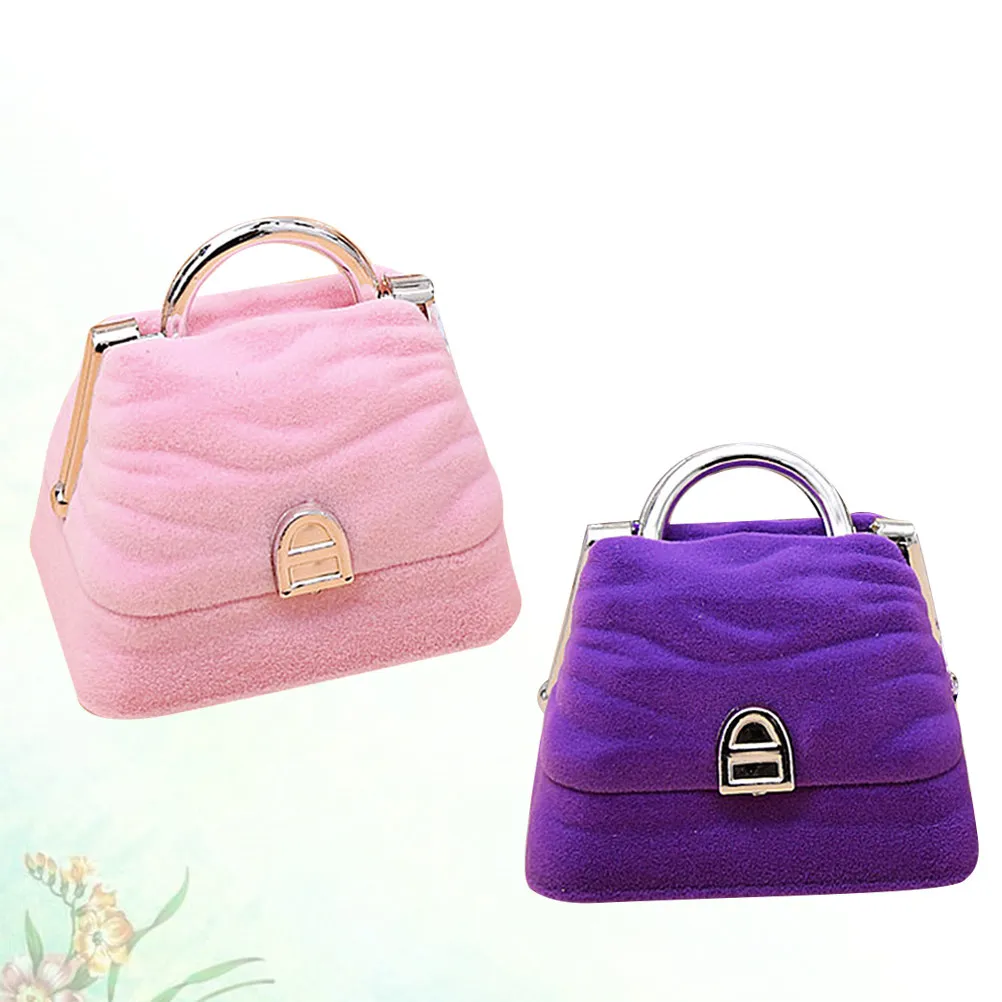 2Pcs Durable Jewelry Organizer Handbag Design Protective Pad for Accessories Gift Pink Purple Jewelry Organizer