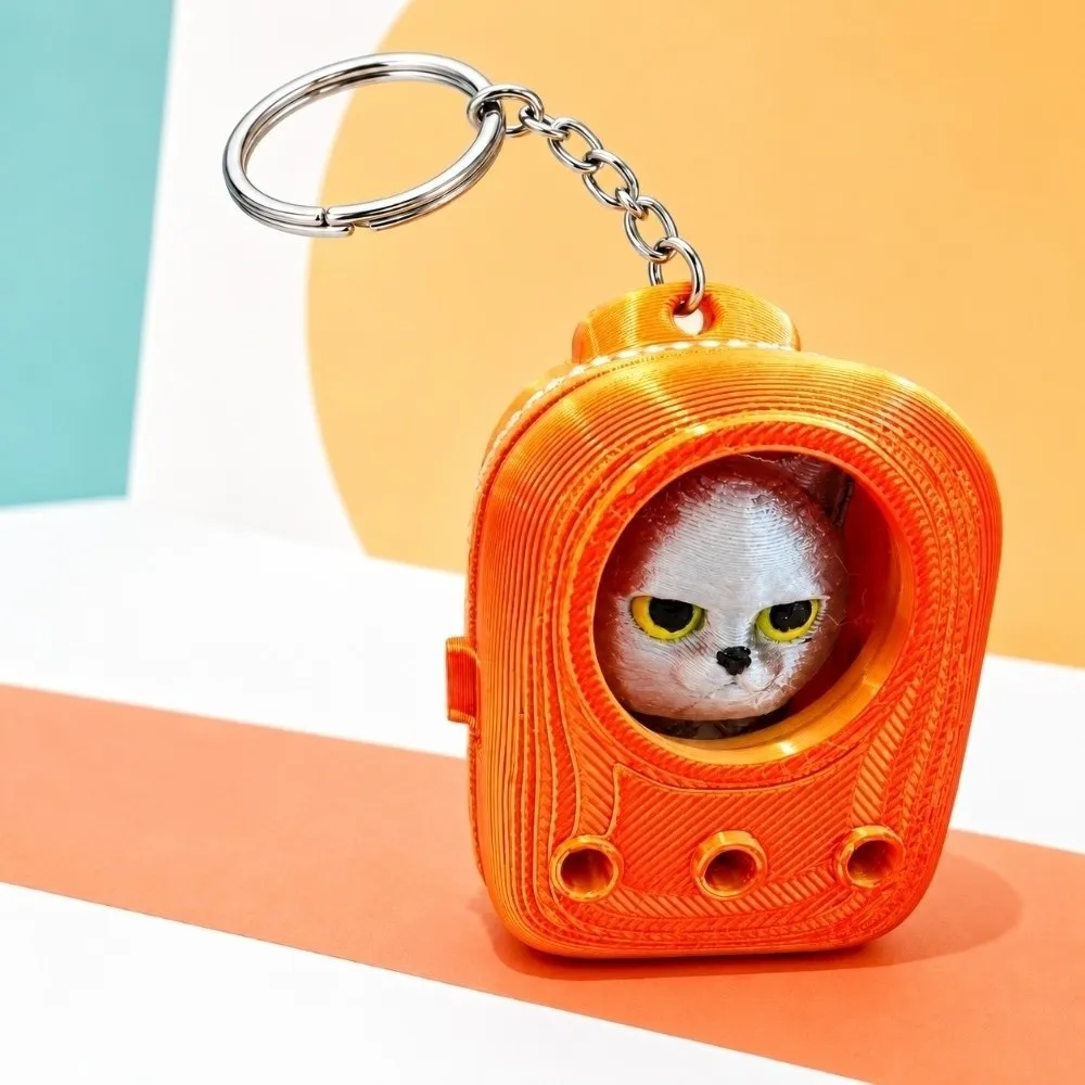 PLA 3D Printed Keychain Vibrant Shades Lightweight Build Mini Backpack Pendant Vivid Rigid Shell Micro Kitten Bag Trendy Youth