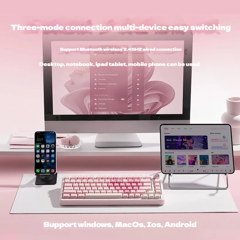 Key-Setting Universe B75pro Mechanical Keyboard Three-Mode Connection Pbt Keycaps Hot Plug Low Latency Low Noise Gaming Keyboard