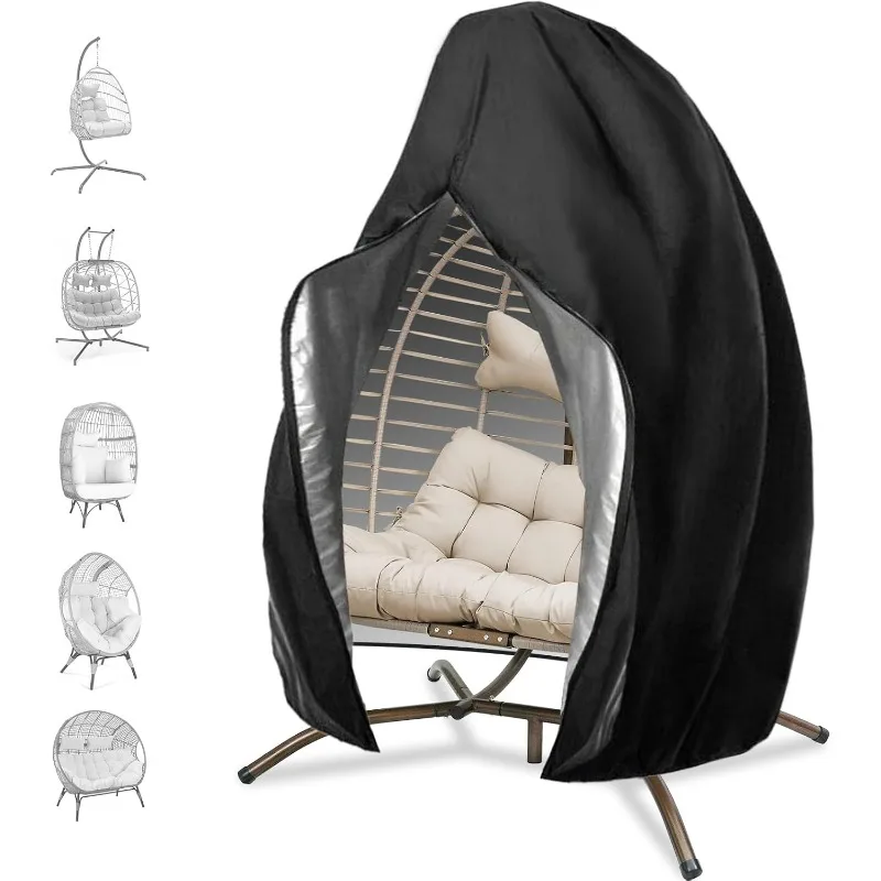 Outdoor Hanging Chair Cover, Courtyard Egg Chair Cover with Zipper, Oxford Cloth Balcony Patio Egg Chair Cover for Swing Chair