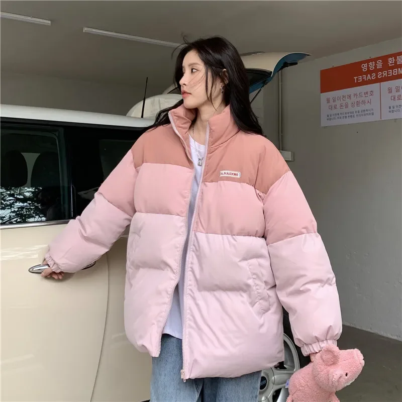 Women\'s Gradient Pink Down Jackets 2024 Winter Baggy Comfortable Coat Thickening Warm Female Puffer Cotton Padded Jacket Outwear