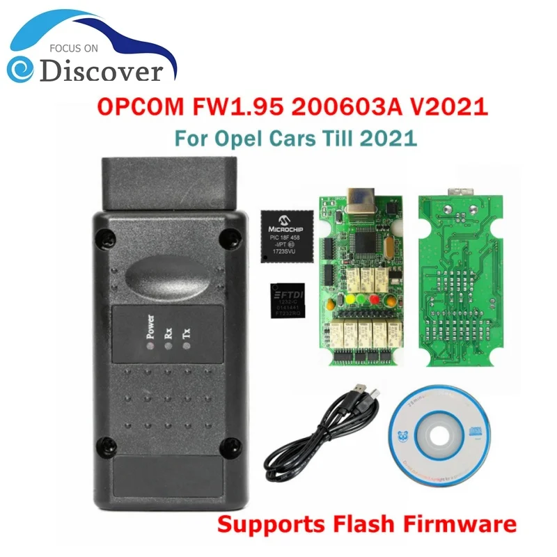 OPCOM V1.70/V1.95/V1.99 2021 V200603A Firmware OBD2 CAN-BUS Code Reader For Opel OP-COM Diagnostic PIC18F458 FTDI