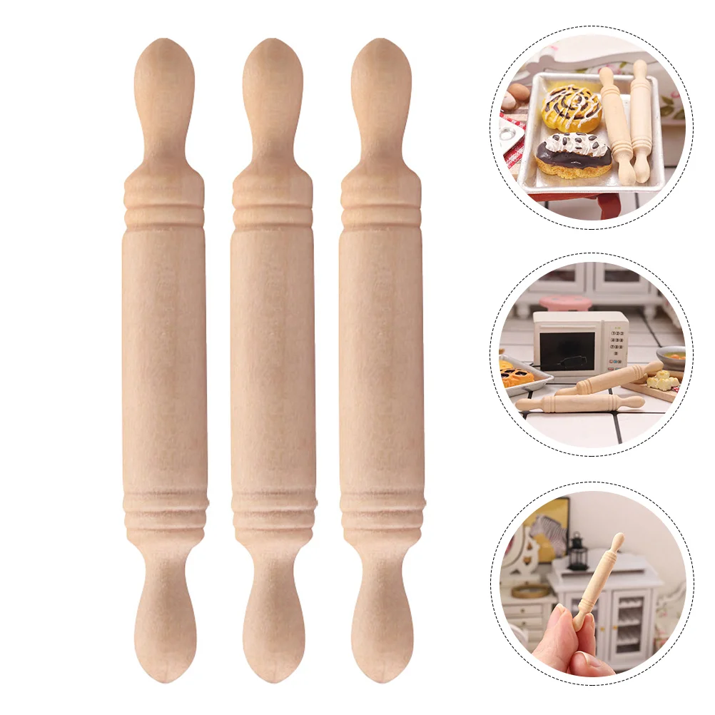 20 pezzi mini mattarello giocattoli antiaderenti casa bastoncini piccoli perni legno rotolo di pane in legno cucina pasta per bambini