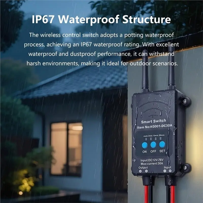 SHGO-Adjustable Delay Timer Bluetooth Wireless Remote Control Switch DC 12V-76V 30A Relay Module(5S/2Min/10Min/30Min)