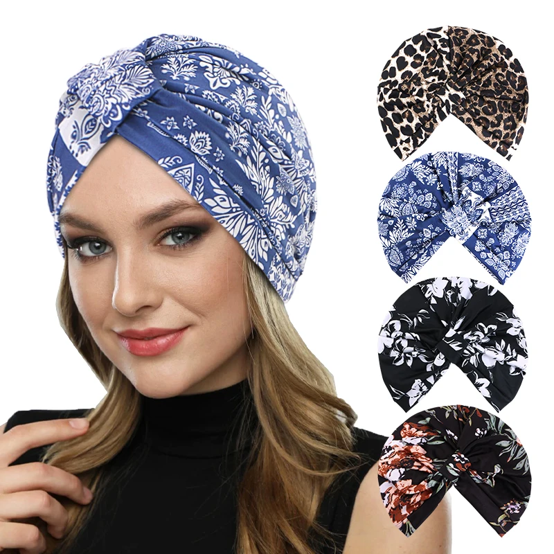 Muslim Women Ethnic printed headscarf Square Knot Bag Headscarf Indian Hat Protector Released Hat