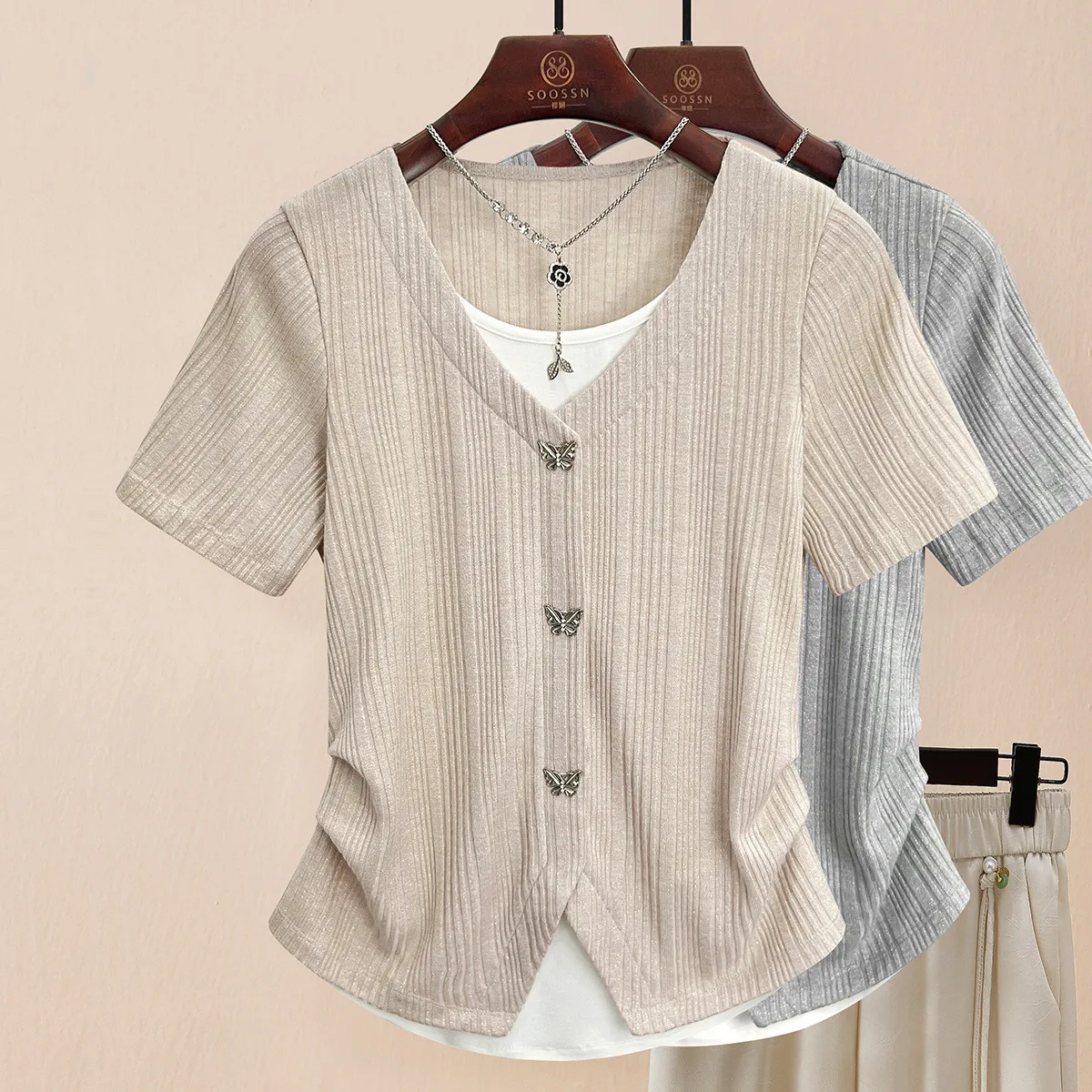 

Women's round Ne ort Sve T-irt Set Comfortable Home Wear Sportswear Cusizable Design Cartoon Sle Spring Season