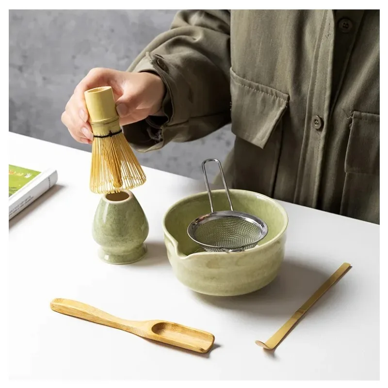 6pcs Traditional Matcha Set Bamboo Whisk Teaspoon and Bowl Home Tea Making Accessories for Daily Use Birthday Gifts