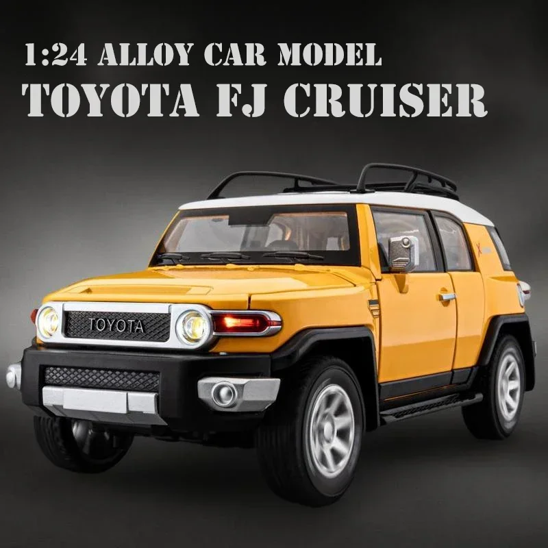 

1:24 TOYOTA FJ Cruiser SUV, литая под давлением модель автомобиля из сплава металла, хобби, звук и свет, имитация украшений, детский орнамент, подарки