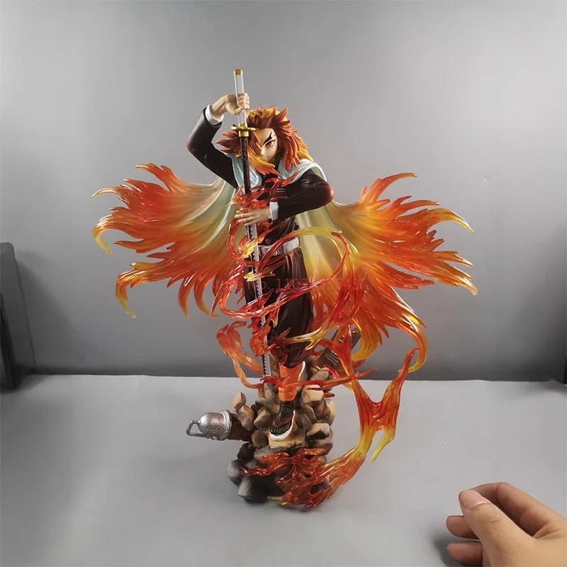 30cm anime demon slayer kisatsutai pilar de chama rengoku kyoujurou figura de ação gk modelo colecionável ornamento de mesa meninos brinquedo presente