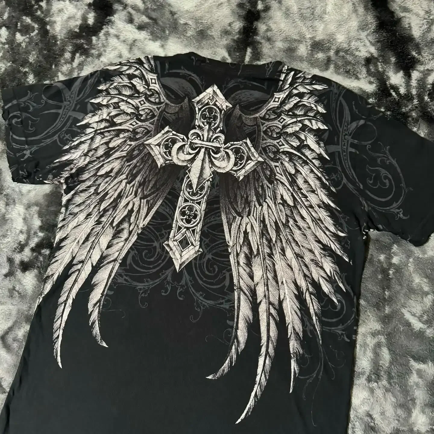 2000s affliction T-shirt Vintage Clothing Punk Hip Hop Graphic Print Oversized T shirt Men Round Neck Cotton Short Sleeve Tops image 4