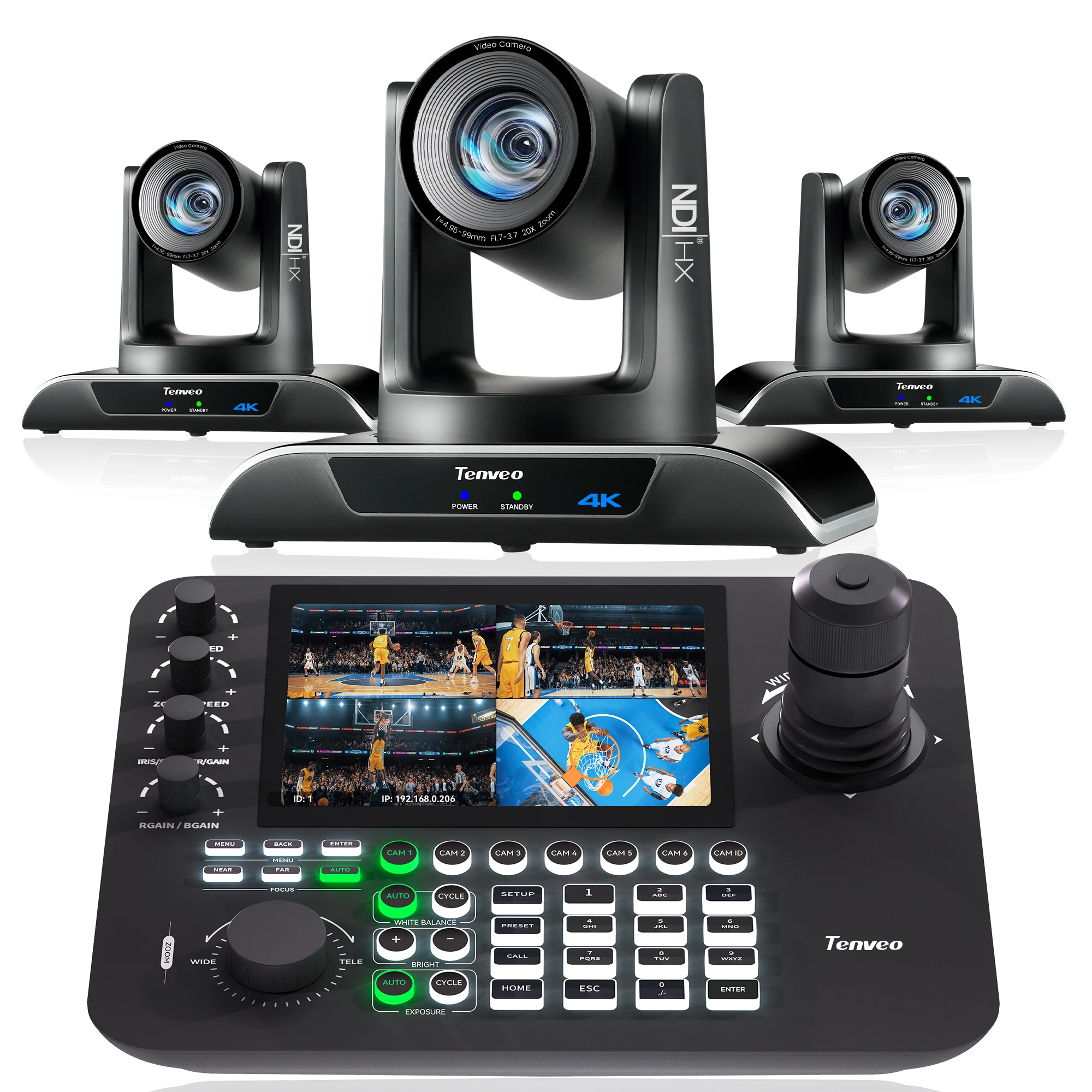 

TEVO 30-кратный AI оптический зум-камера 4K USB SDI LAN и новейший контроллер джойстика 4D с 4 разделенными экранами для потоковой передачи конференций