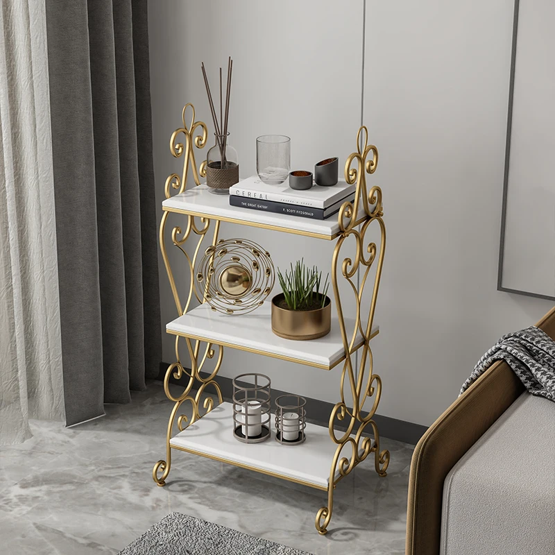 

Nordic living room floor-to-ceiling multi-layer shelves, bookshelves next to sofas, flower shelves, indoor bedside magazine