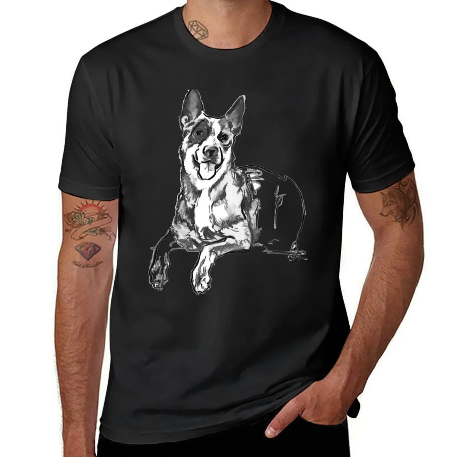 Niebieski Heeler rysunek t-shirt słodkie bluzki bluzka w rozmiarze plus size chłopców białe męskie wysokie koszulki