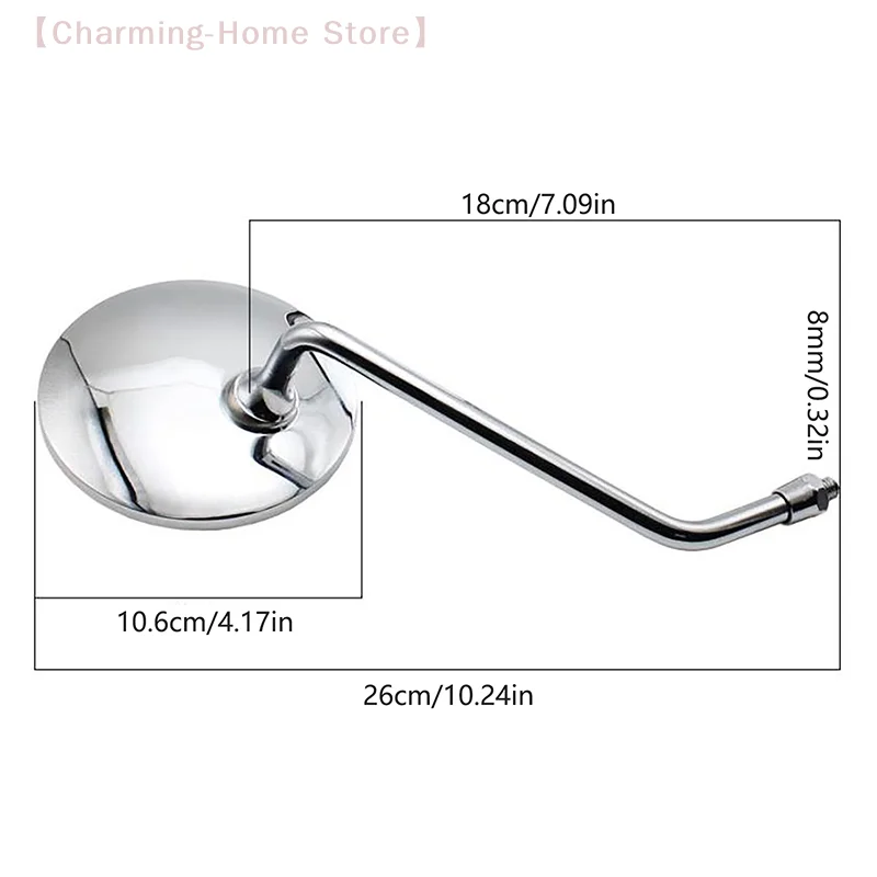 【M】1 Pair 8mm Motorcycle Side Mirrors, Chrome Universal Rearview Mirrors, Convex Bike Mirror for Most Motorcycles & Scooters image 6