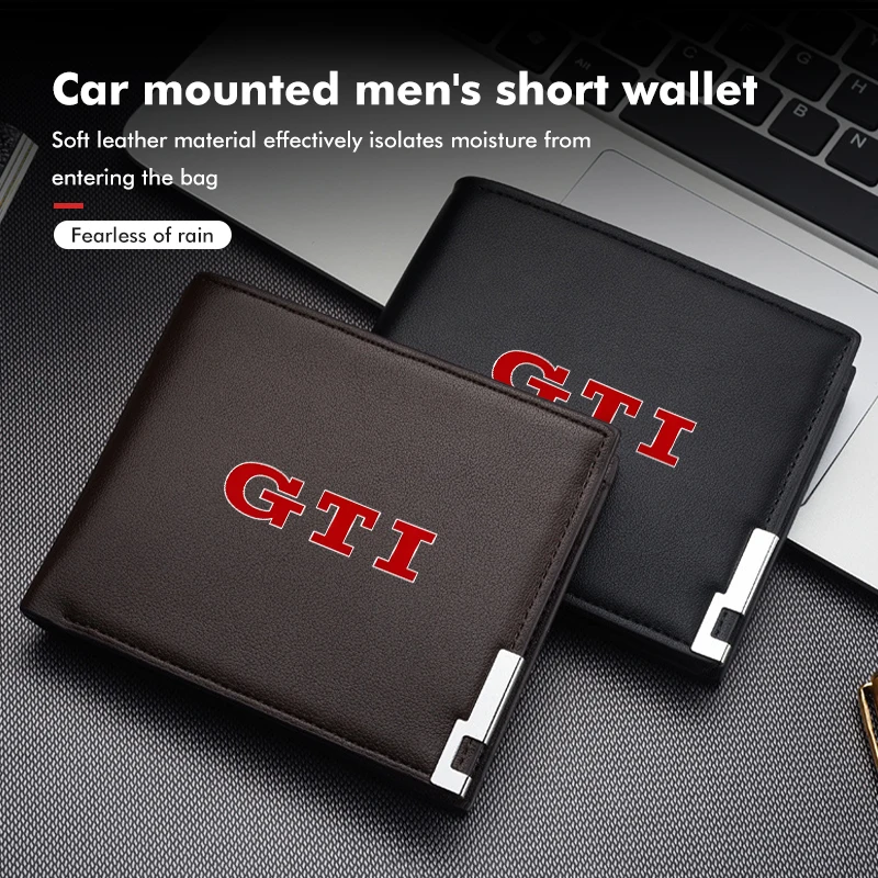 Car Logo Men Short Wallet License Holder Credit Card Purses For Volkswagen Golf 4 5 6 7 GTI Tiguan Passat B5 B6 B7 CC Jetta MK5