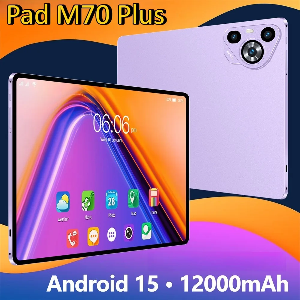 

Новый планшет M70 Plus, 11,6 дюйма, оригинальный Android 15 Tab 5G Dual Sim, 12000 мАч, планшетный ПК для детей с клавиатурой, ноутбуком