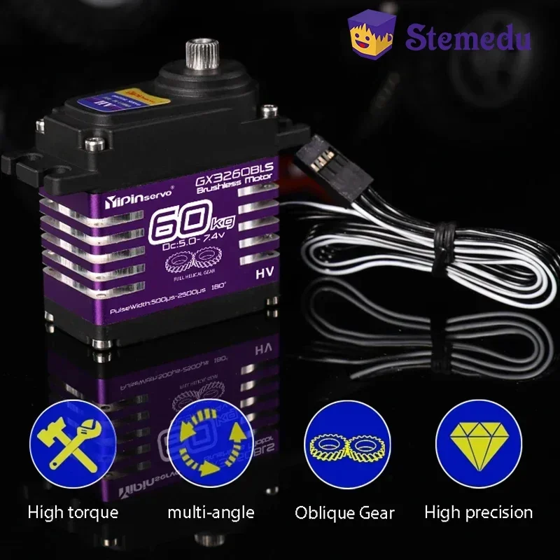 Waterproof IP68 Servo Large Torque Magnetic Induct 8.4v Brushless 60kg Servo Motor Steel Helical Gear For RC Accessorie 1/8 1/10