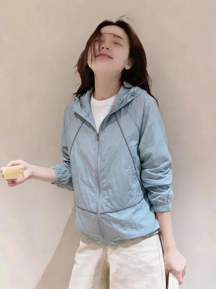 Women's Breathable Lightweight Loose Sun Protection Jacket Summer Thin Outerwear Air Conditioning Open Cardigan Fleece Windbr...