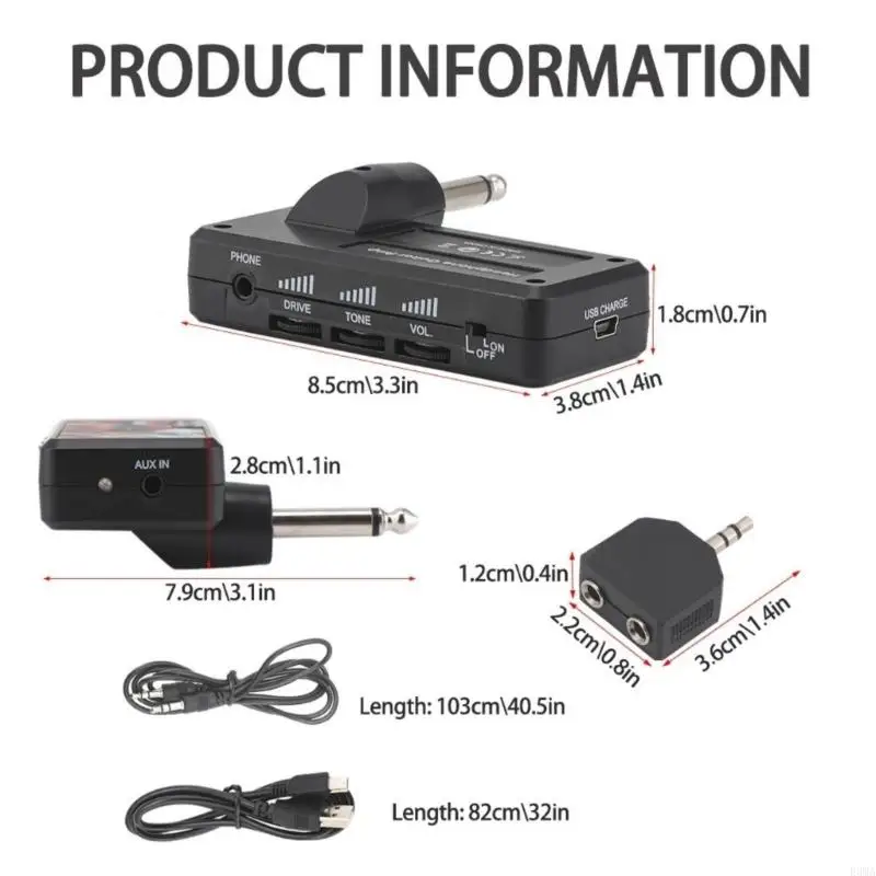F3MA гитарное усилитель наушников USB Аккуратный мини -гитарный наушники усилитель