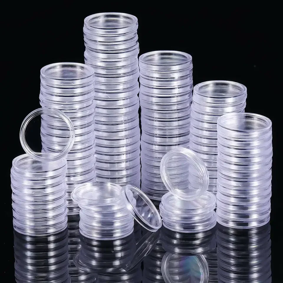 100Pcs32 36mm Coin Holder Capsules Box Storage Clear Round Display Cases Coin Holders Protective Collection Supplies