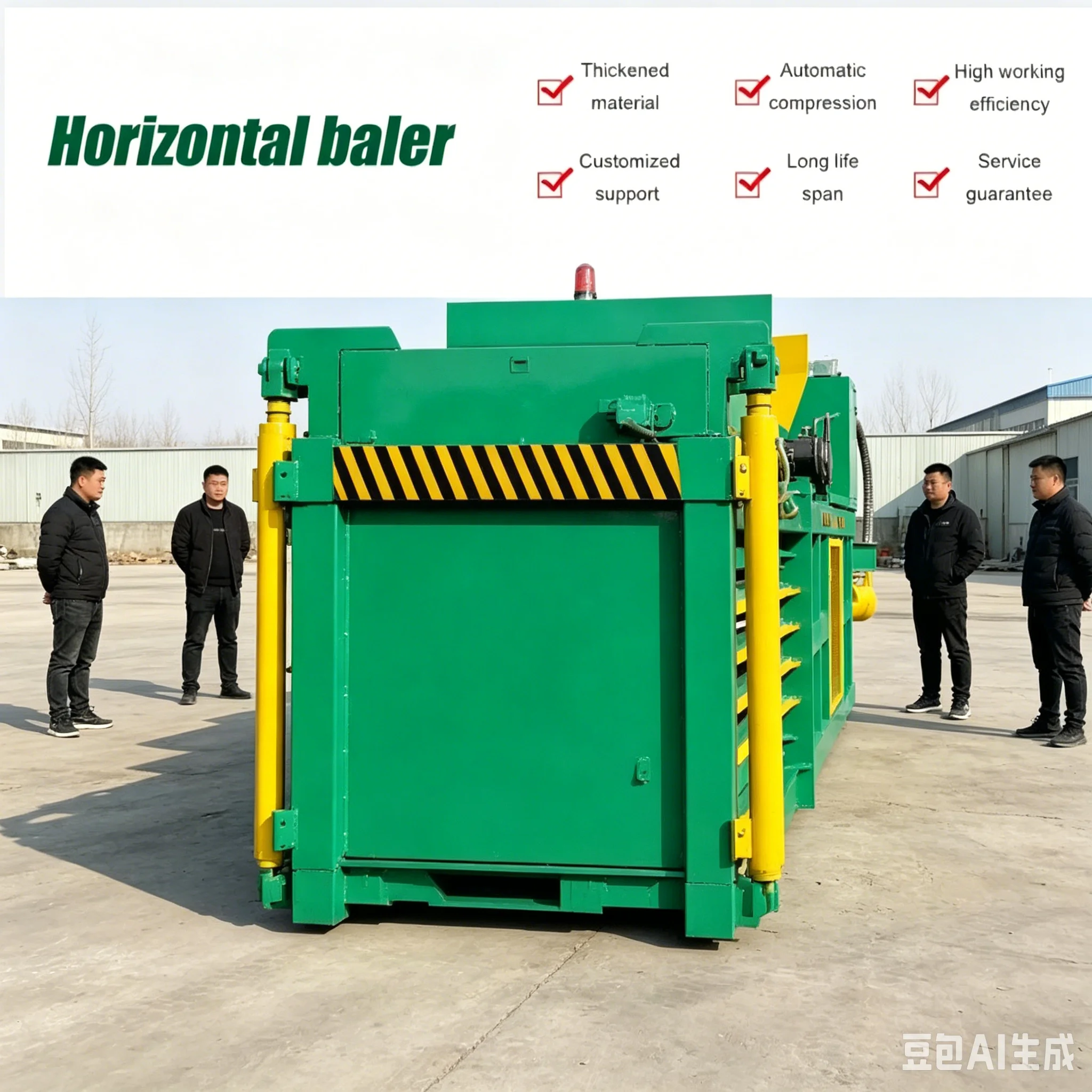 Horizontal Hydraulic Baler Machine Plastic Film Scrap Compactor Industrial Heavy Duty Waste Baling Press with Conveyor System