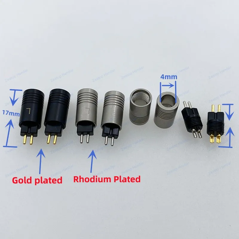 1Pair Tellurium Copper 0.78mm 2 Pin Male Jack Gold / Rhodium Plated Earphone Pin Plug U Type Connector for DIY Wire Enthusiasts