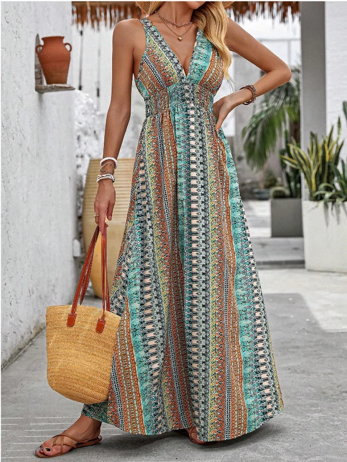Neues Sommer-Strandkleid Vestidos Para Mujer Bedruckte Kleider Modische Trägerkleider Partykleider Kleidung Lange Kleider – Detail 10