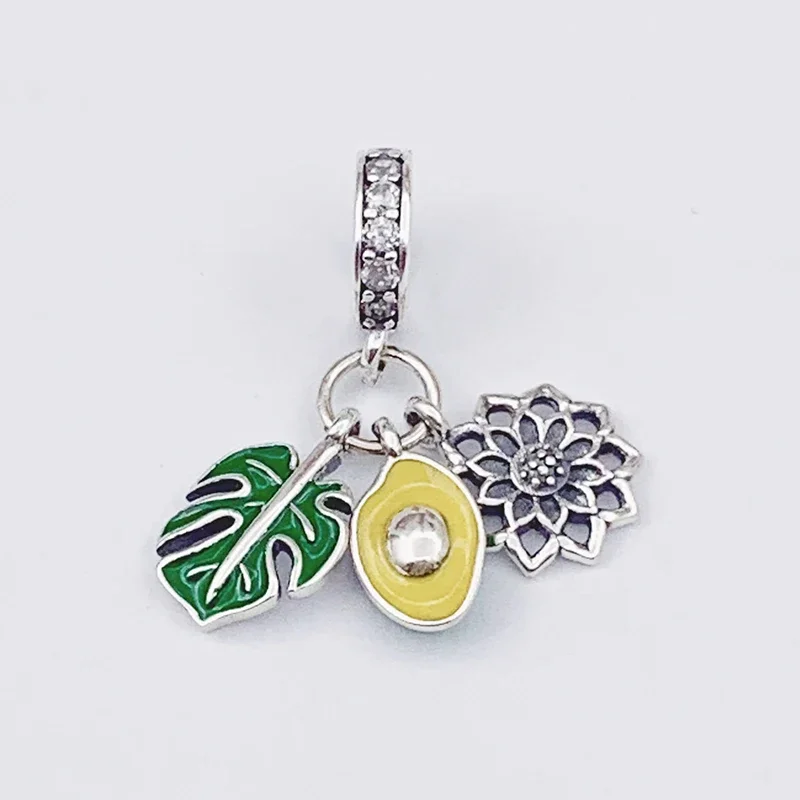 Authentic New 925 Sterling Silver Vegetables Fruits Flowers Dangle Beads Charms Fit Original Bracelet Necklace Jewelry Berloque