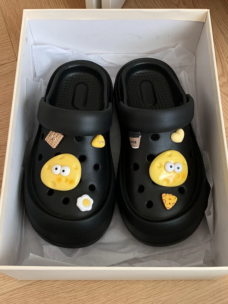 Hole Garden Shoes Ins Cute Cheese Women Man Slippers Shoes For Women's Summer Outdoor Anti Slip Parent-child Beach Sandals