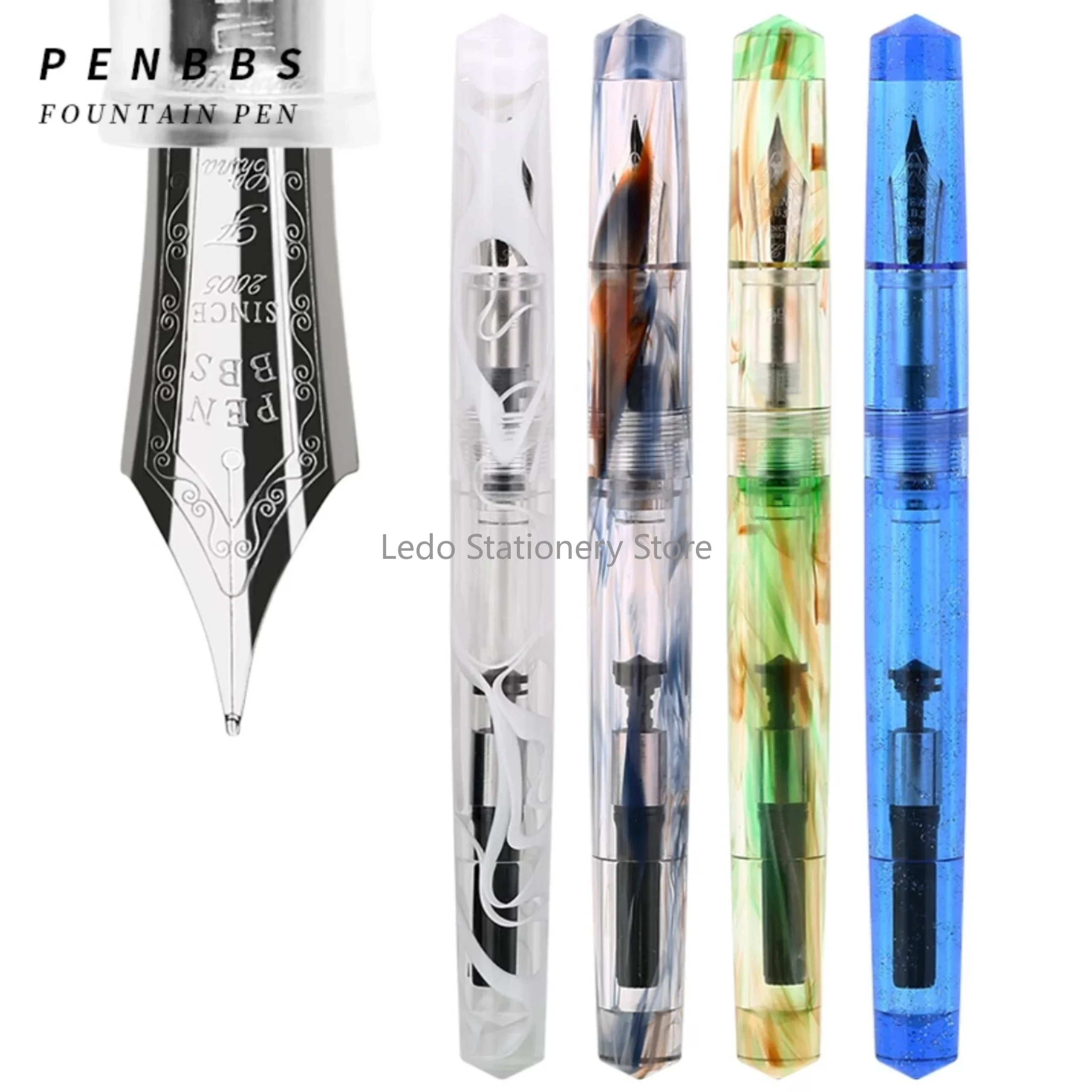 PENBBS 491 الراتنج الاكريليك قلم حبر مع كليب يدويا بنك الاستثمار القومي F 0.5 مللي متر الأعمال مكتب المدرسة الملونة الكتابة أقلام الحبر الهدايا