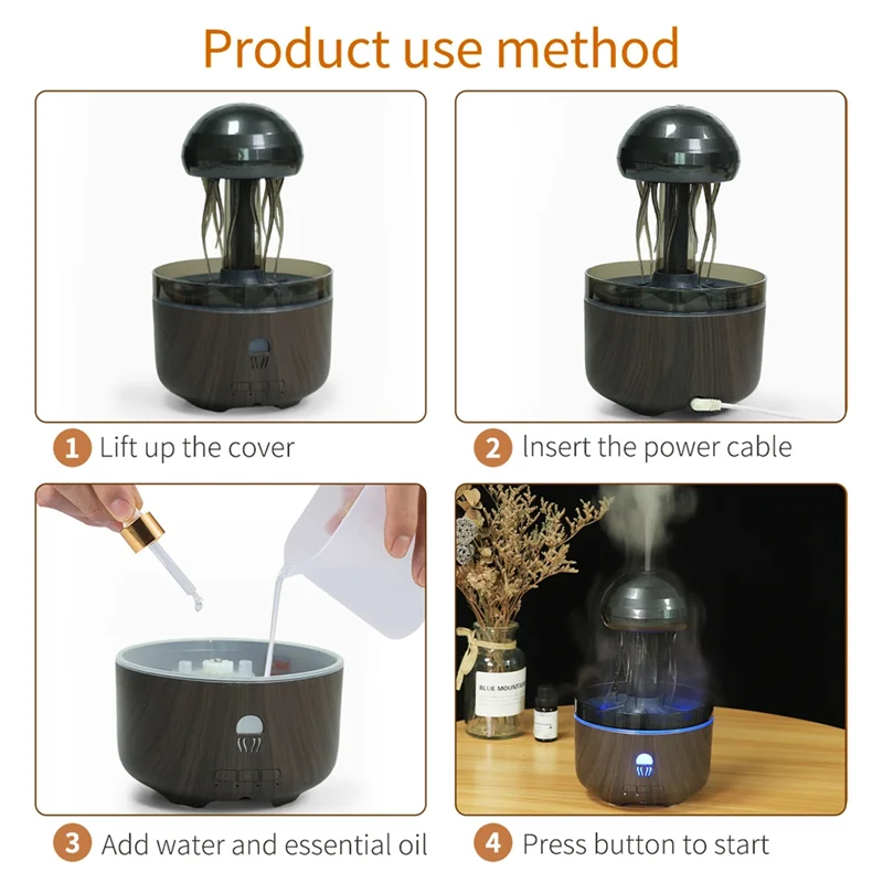

A84G-диффузор для ароматерапии медузы, 320 мл, увлажнитель эфирного масла, идеально подходит для йоги, спальни, офиса, вилка европейского стандарта