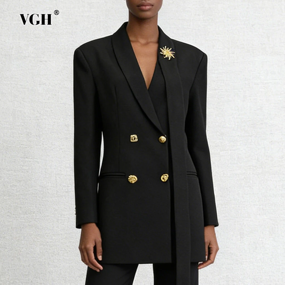 

Женский блейзер VGH во французском стиле, элегантный, с V-образным вырезом, длинными рукавами, на пуговицах, осенний, приталенный, новинка