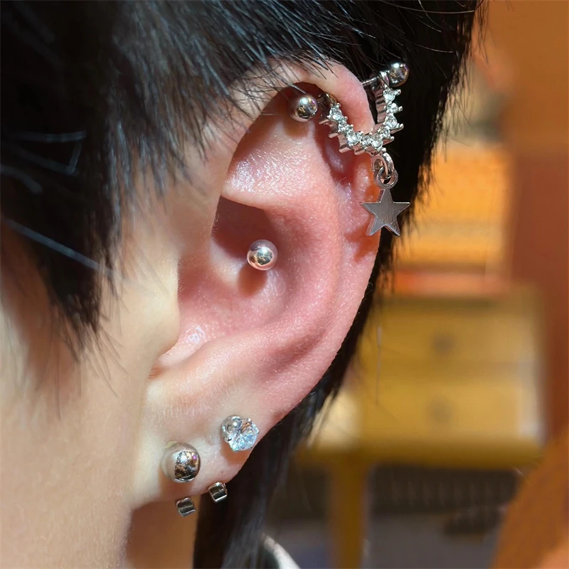 1 PCS Star Silver Color 316L Stainless Steel Ear Bone Nail for Women New Fashion Allergy Prevention Jewelry Gifts