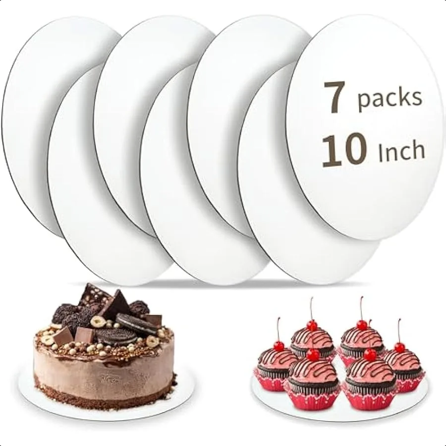 

Доски для торта 10-дюймовые круглые 7 упаковок FoodGraded Картонные круглые тарелки для торта Водонепроницаемые и маслостойкие тарелки для торта Прочные гофрированные торт Ba