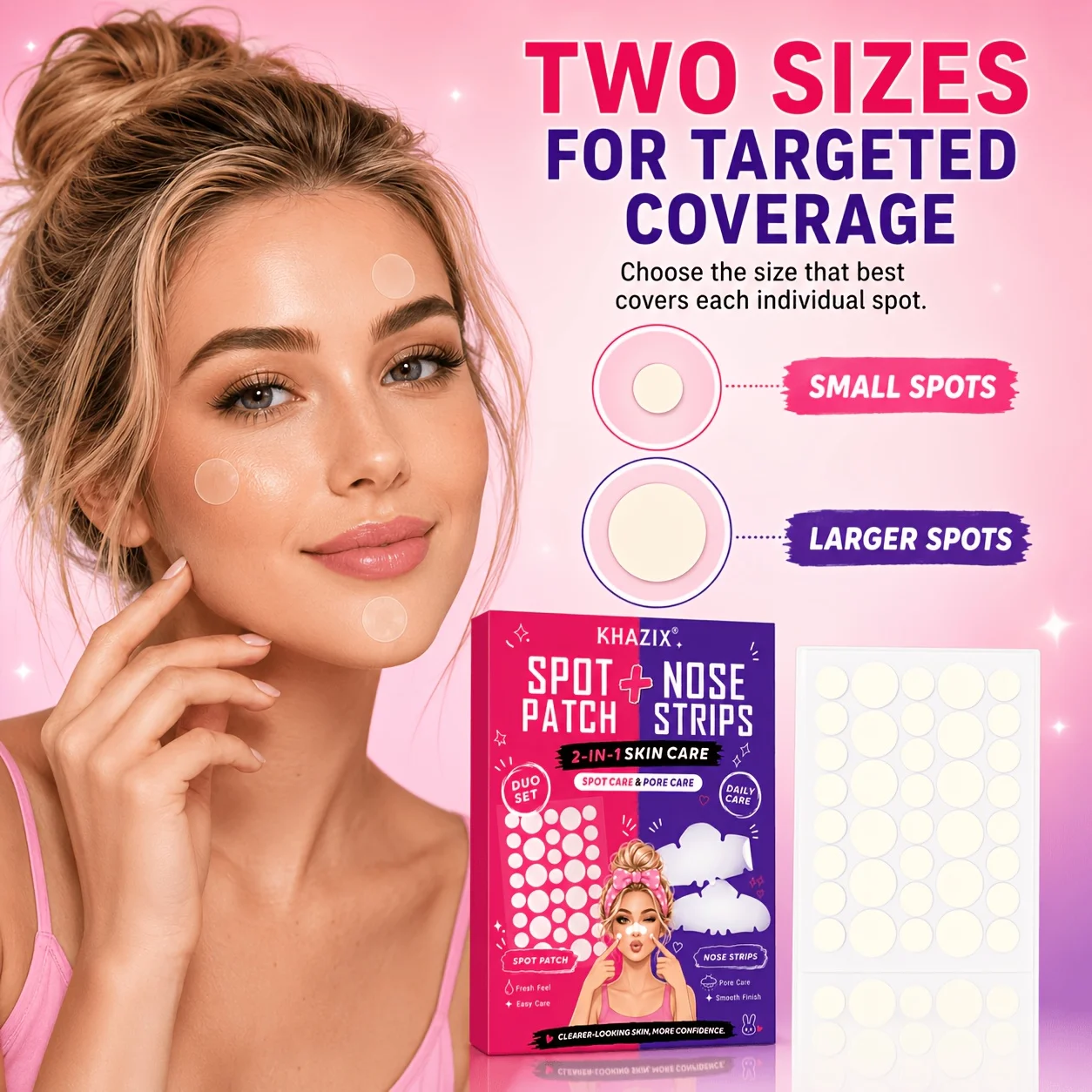 180pcs+5pcs  featuring multiple sizes of hydrogel facial blemish patches and blackhead control oil-absorbing patches