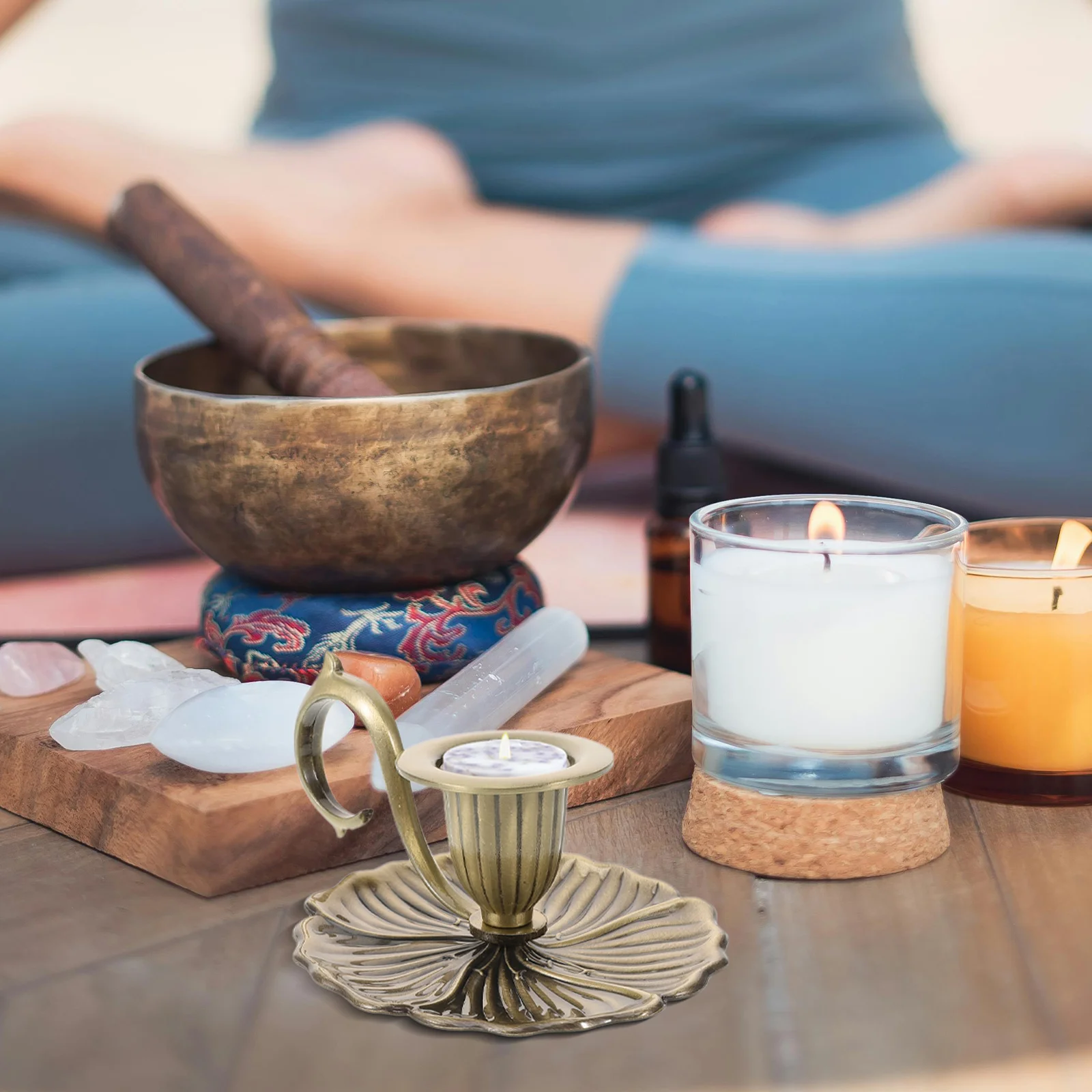 

Decorative Holder Metal Candlestick for Pillar Candles Vintage Table Centerpiece with Handle Ideal for Weddings Holidays