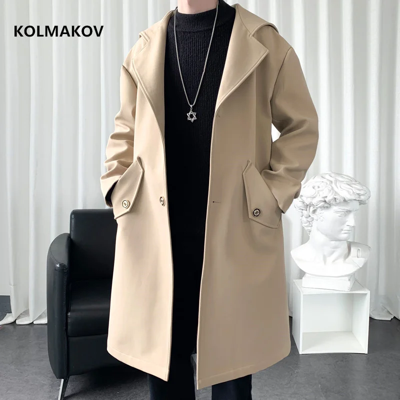 

2024 spring Long style coat men's High quality casual trench , hoooded jackets men,Men's Clothing Windbreakers FY39