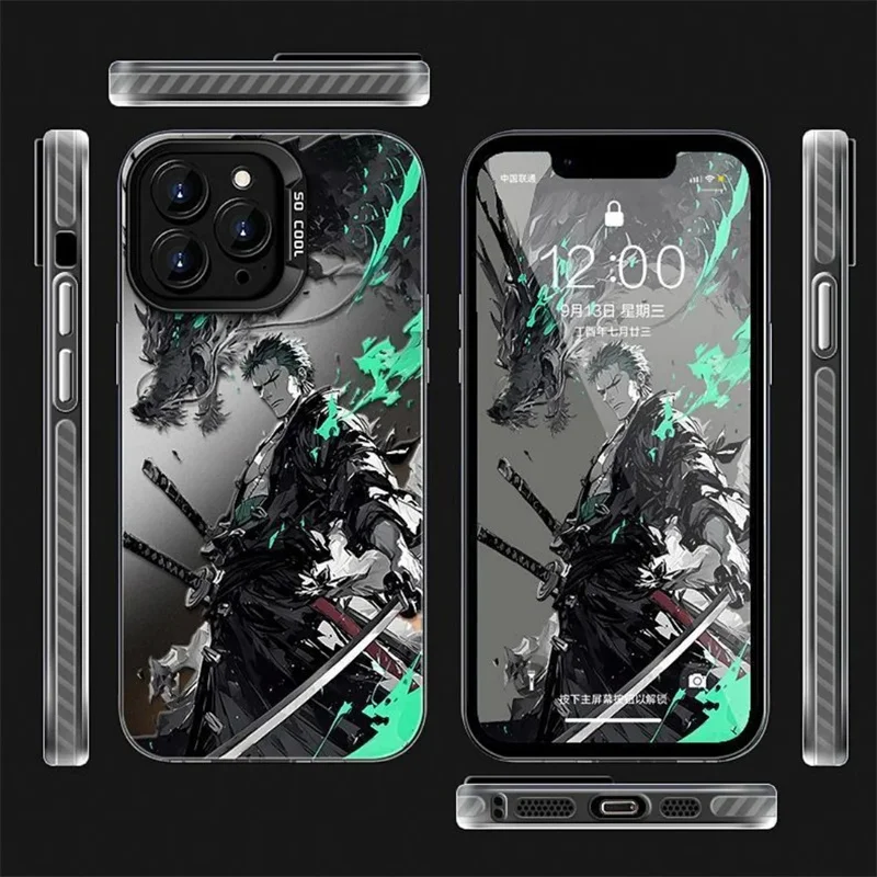 Japan Anime Roronoa Zoro Phone Case for iPhone 11 12 13 14 15 16 17 Pro Max Plus Air 17ProMax 3D One Piece Gear 5 Aurora Cover view 2