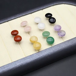 1 Pair Natural Stone Ear Stud Earring Crystal Amethyst Yellow Jade Agate for Women Girl Simple Earrings Jewelry Accessories