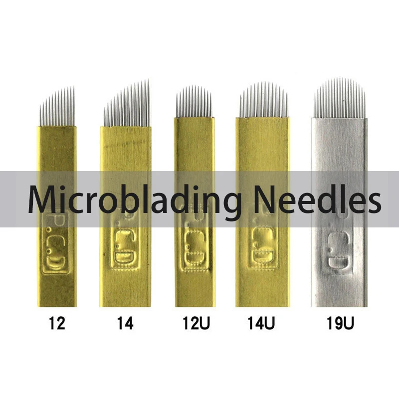 

50/100pcs Hard PCD 12/14/19 Pins Permanent Makeup Eyebrow Tatoo Blade Microblading Needles for 3D Embroidery Manual Tattoo Pen