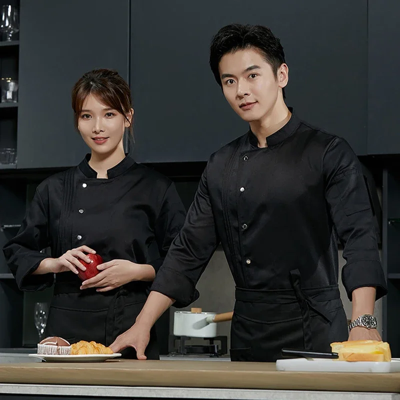 ホワイトシェフ制服ホテルキッチンジャケットペストリー調理服レストランコックコートベイカーベーカリーカフェウェイター作業シャツ