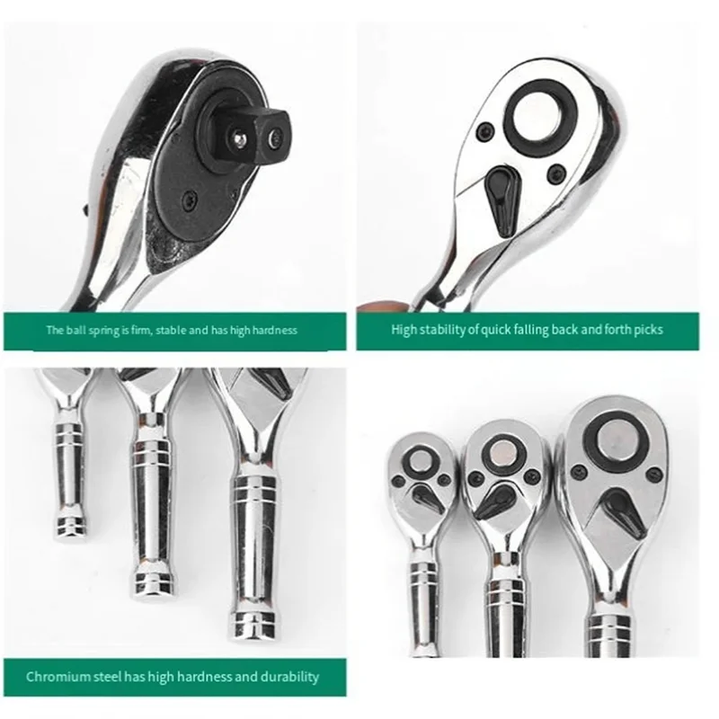 

BAAG-1/4In 3/8In 1/2In Mini Ratchet Wrench 72 Teeth Spanner Portable Torque Wrenches Quick Socket Ratchet Wrench Hand Tools Dura