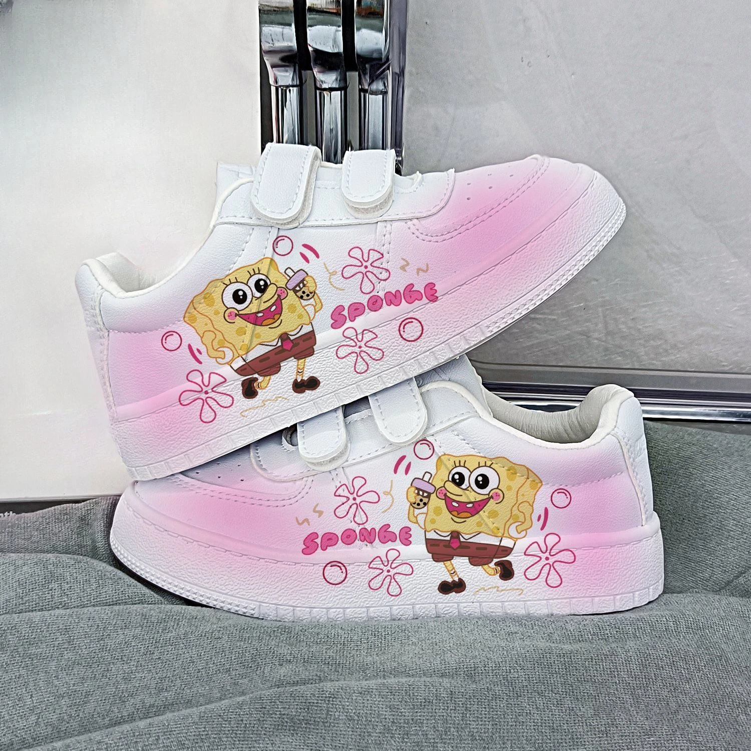 Original cartoon SpongeBob SquarePants princess cute Casual shoes soft sports shoes for girlfriend gift EU size 25-38