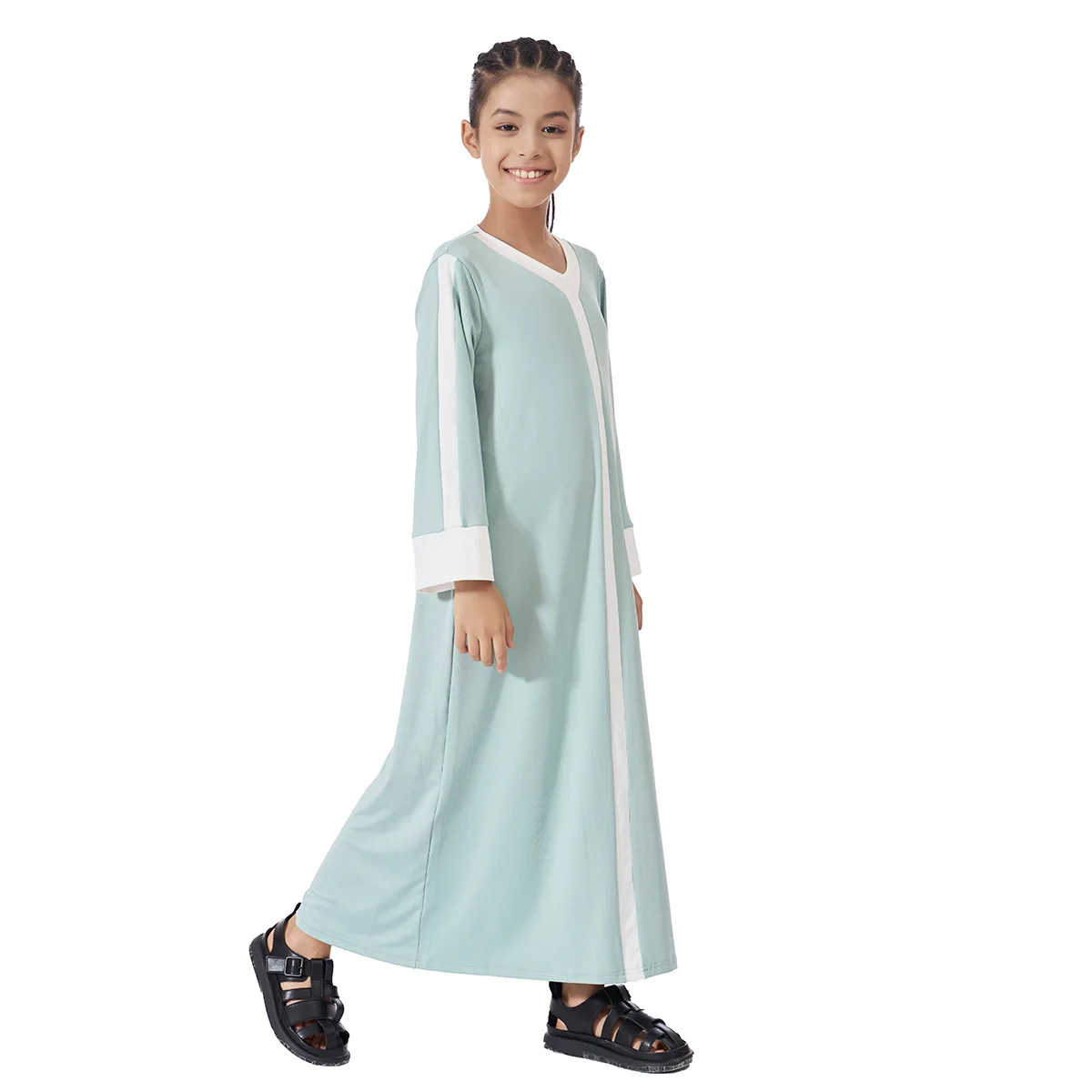 New Kids Girls Maxi Dress Ramadan Dubai Abaya Arabic Robe Muslim Dresses Eid Djellaba Islam Clothing Turkey Kaftan Jalabiya Gown