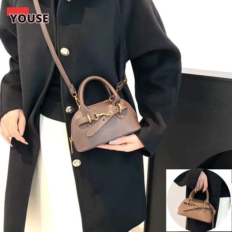 

Vintage Crossbody Shoulder Bag Women Trendy Shell Tote Purse Brown Leather Tote Bag | Adjustable Crossbody/Shoulder Strap