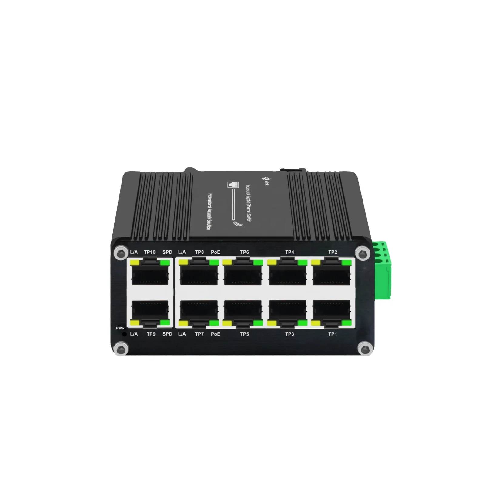 Mini 10 Port Gigabit PoE Switch 8 Port 10/100/1000T 802.3at + 2-Port 10/100/1000T Compact Ethernet Switch 12~48V DC Input