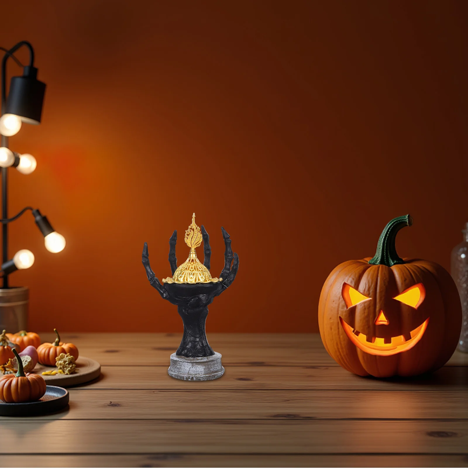 

Ghost Claw Resin Incense Burner Lid Black Censer Halloween Aromatherapy Scary Decoration for Home Office Yoga Room